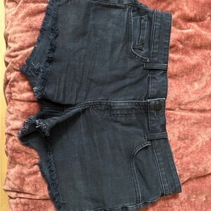 Velvet by Graham & Spencer washed black Jean Shorts Distressed Frayed Hem